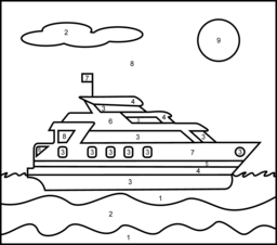 Yacht - Printable Color by Number Page