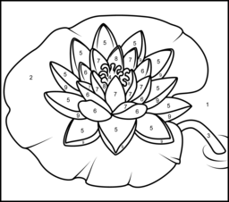 Water Lily - Printable Color by Number Page