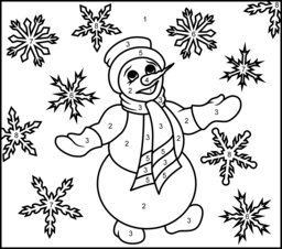 Snowmen - Printable Color by Number Page