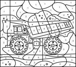 Truck - Printable Color by Number Page - Hard