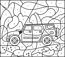 Off Road Car - Printable Color by Number Page - Hard