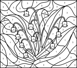 Lily of the Valley - Printable Color by Number Page - Hard