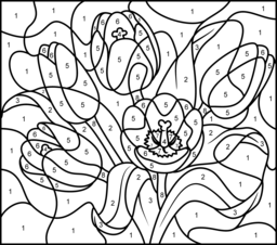 Tulip - Printable Color by Number Page - Hard