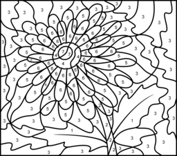 Gerbera - Printable Color by Number Page - Hard