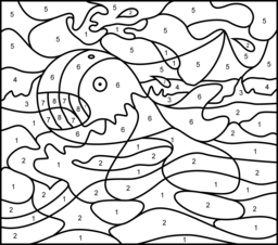 Whale - Printable Color by Number Page - Hard